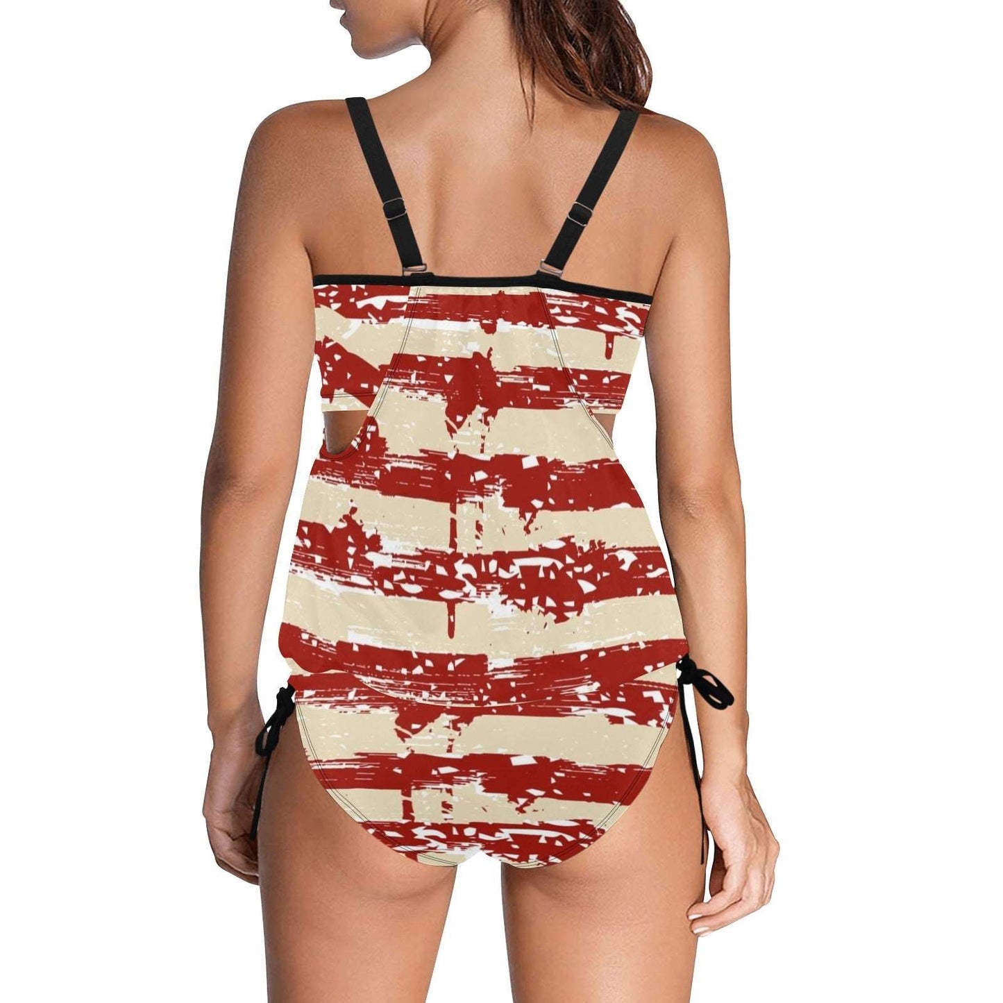 American Woman Tankini Swimsuit Cover Belly Tankini Swimsuit (S25) Pioneer Kitty Market   