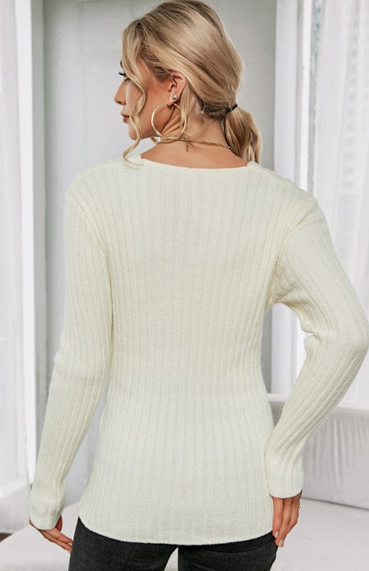 Women's V-Neck Pullover Cross Sweater  Pioneer Kitty Market Cracker khaki S 