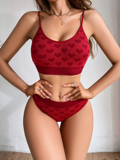Women's Valentine's Day Breathable Seamless Underwear Set  Pioneer Kitty Market Red XS 