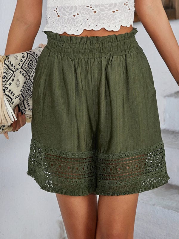 Women's Classy Bohemian Summer Lace Patchwork Wide Leg Shorts  Pioneer Kitty Market   