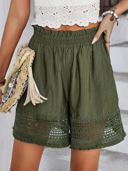 Women's Classy Bohemian Summer Lace Patchwork Wide Leg Shorts  Pioneer Kitty Market   
