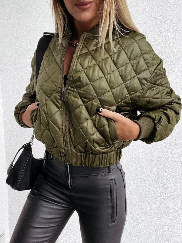 Women's Bomber Style Quilted Jacket  Pioneer Kitty Market Green S 