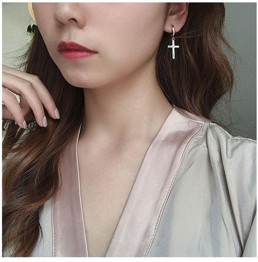 Women's Sterling Silver Christian Cross Stud Earrings Jewelry Pioneer Kitty Market   