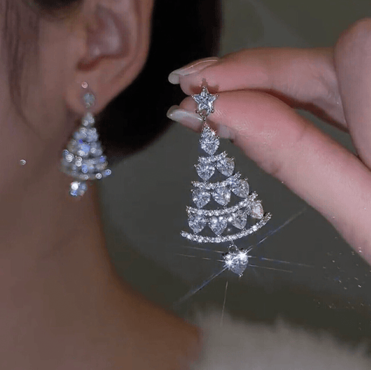 Women's Swarovski Gemstone Christmas Tree Earrings Jewelry Pioneer Kitty Market   