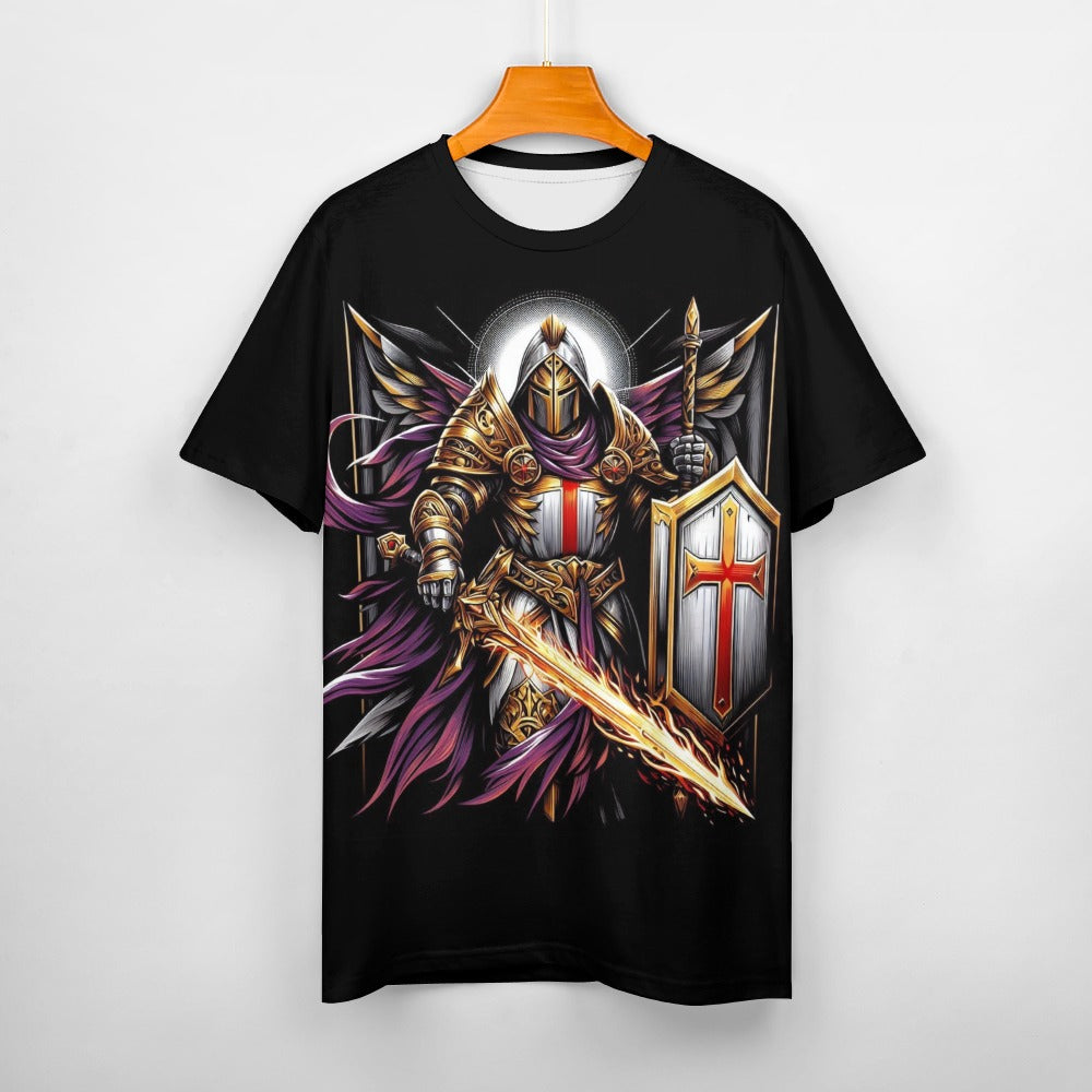 Men's Templar Knight Cotton T-Shirt Shirts & Tops Pioneer Kitty Market S Black 