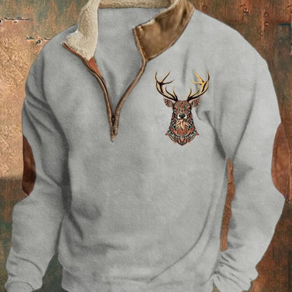 Men's Printed Half-Zip Fleece Sweater