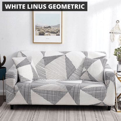 Printworks Stretch Sofa Cover Home Decor Pioneer Kitty Market White Linus Geometric Lines 1-Seater: 90-140cm 