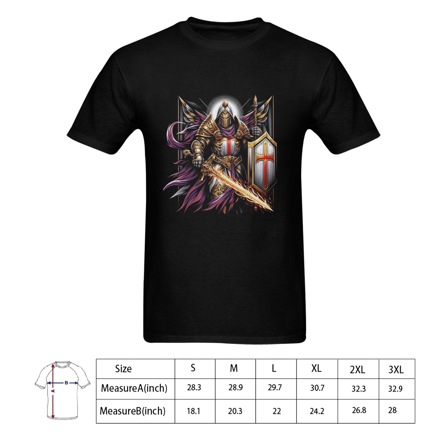 Men's Templar Knight Gildan Cotton T-Shirt Shirts & Tops Pioneer Kitty Market Black S 