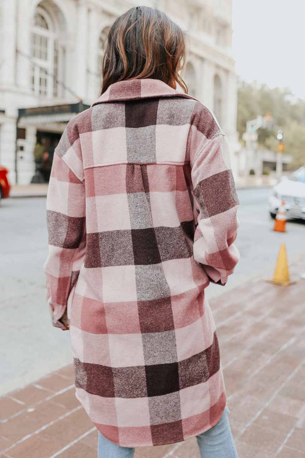 Plaid Button Up Dropped Shoulder Coat Jackets Pioneer Kitty Market   
