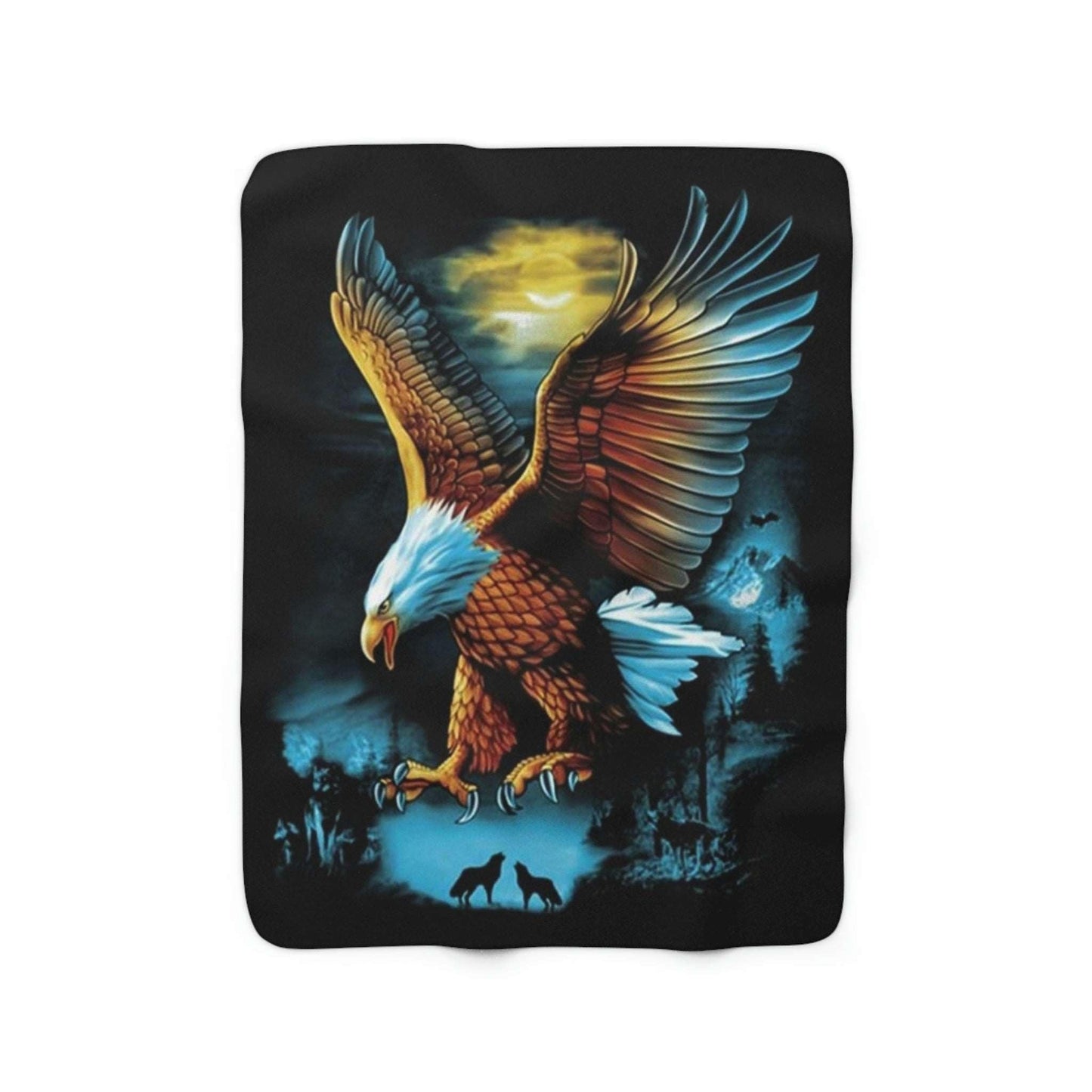 Flying Eagle Sherpa Fleece Blanket Home Decor Printify 50" × 60"  