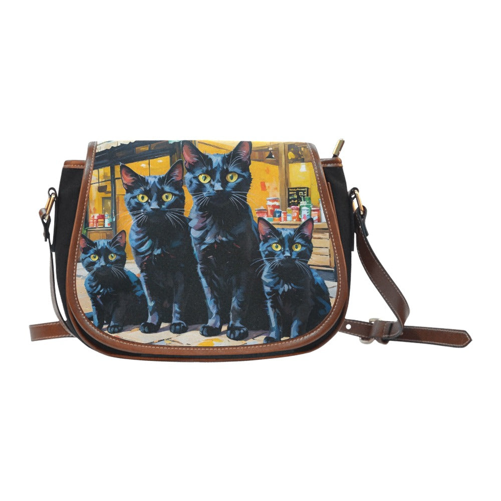 These Kitties Went to Market Saddle Bag  Pioneer Kitty Market Black ONESIZE 