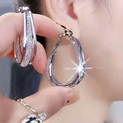 Women's Fashionable Oval Earrings Jewelry Pioneer Kitty Market Silver  