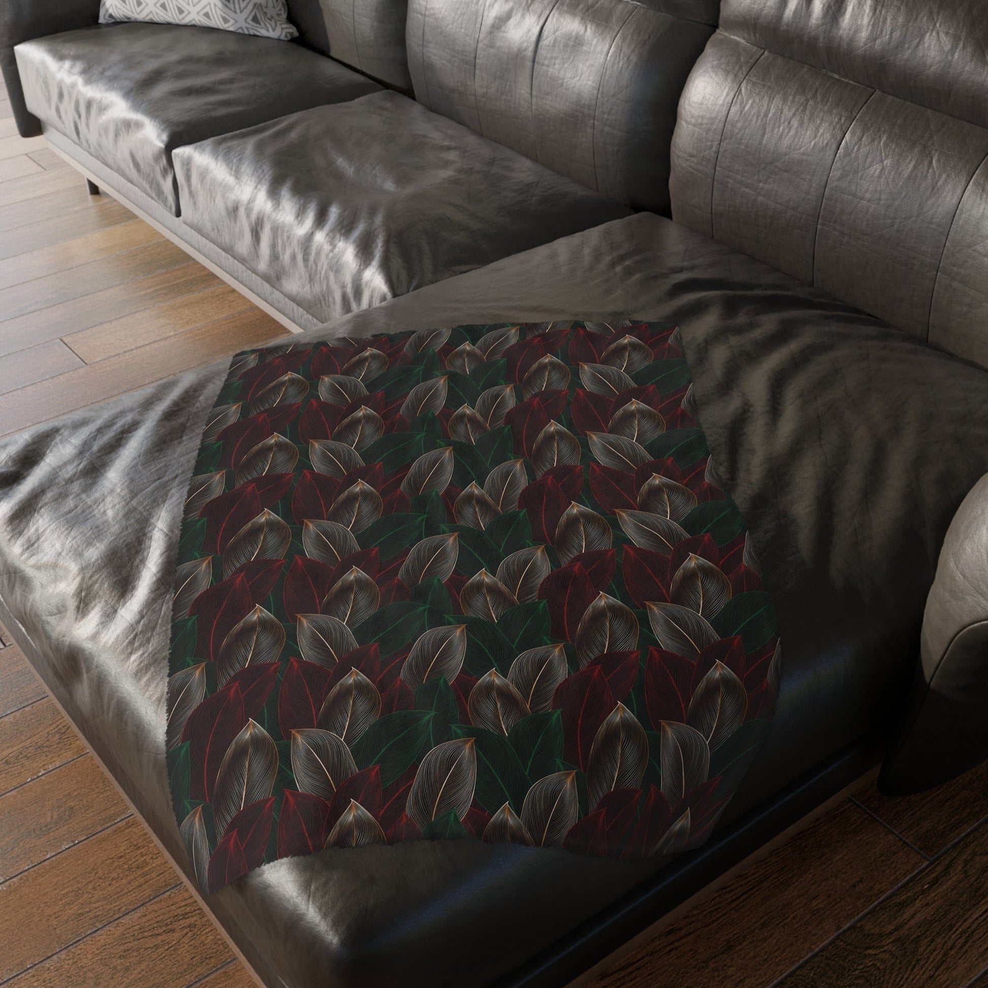 Golden Leaf Reversible Velveteen Minky Blanket Home Decor Printify 40" × 30" (Single/Twin)  
