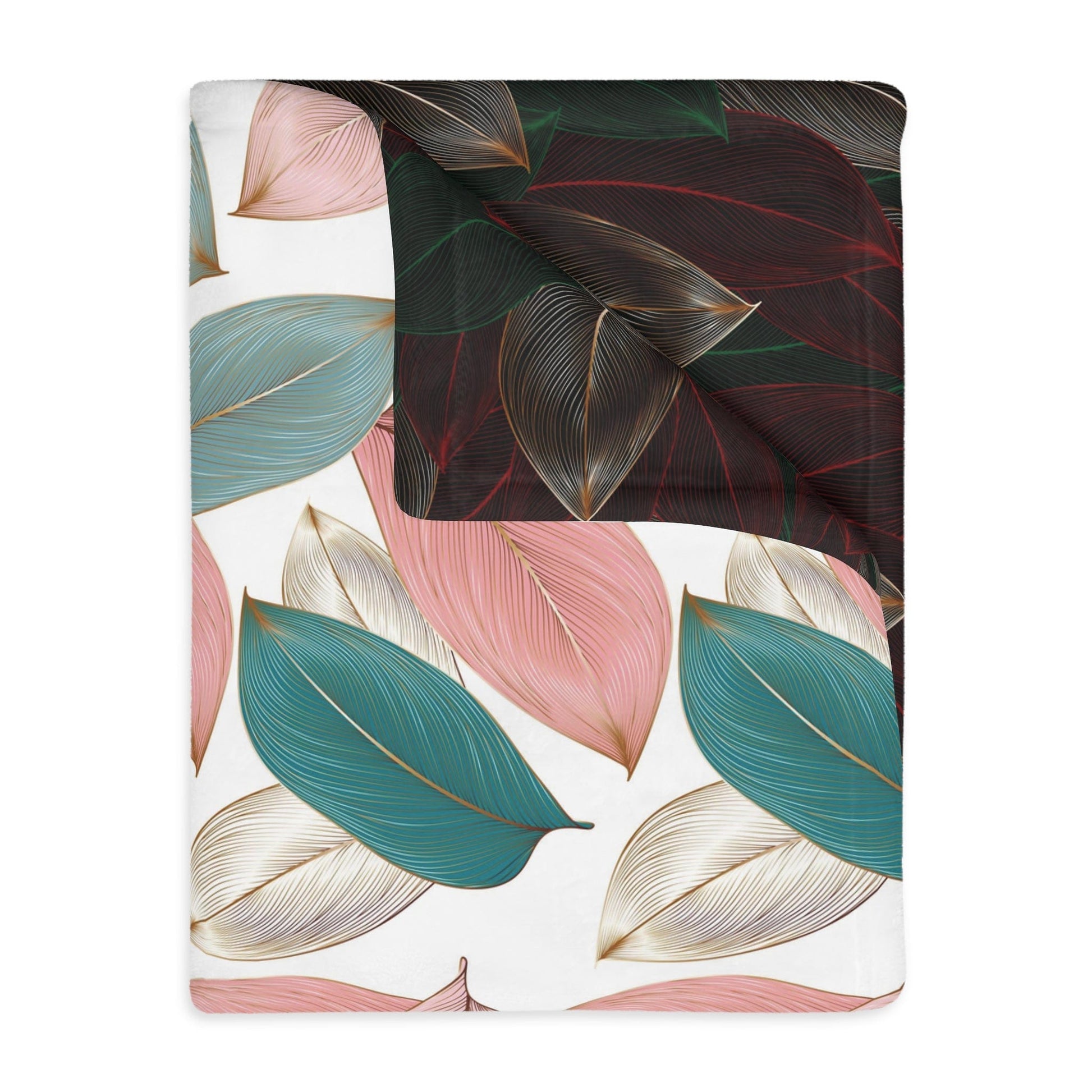 Golden Leaf Reversible Velveteen Minky Blanket Home Decor Printify   