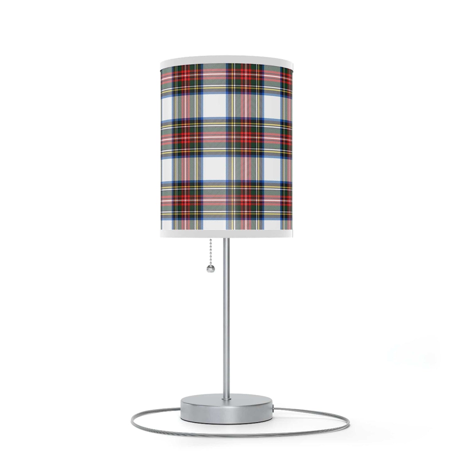 Scottish Checker Grid Table Lamp on a Stand (Type A Plug) Home Decor Pioneer Kitty Market   