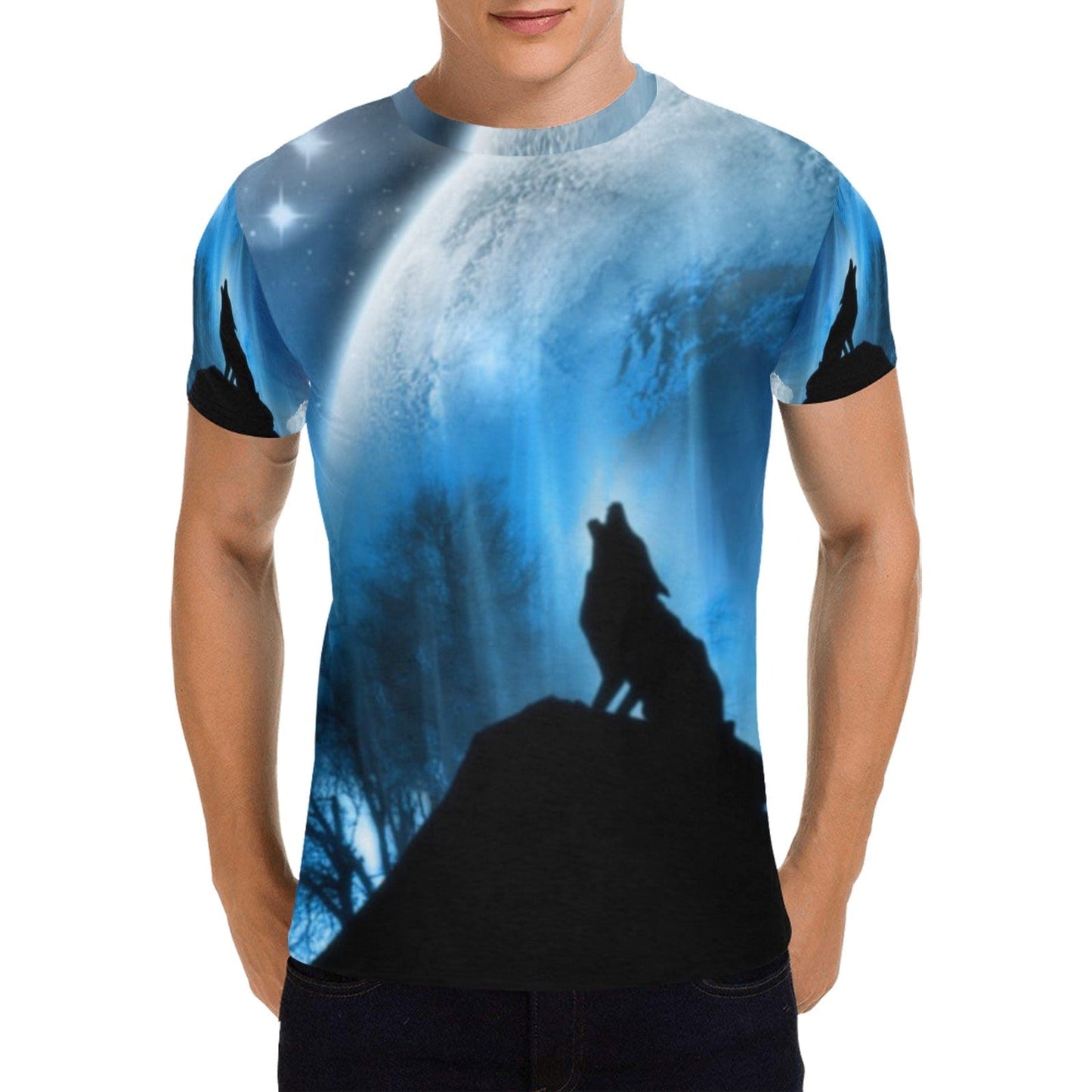 Men's Polyester Howling Wolf T-Shirt