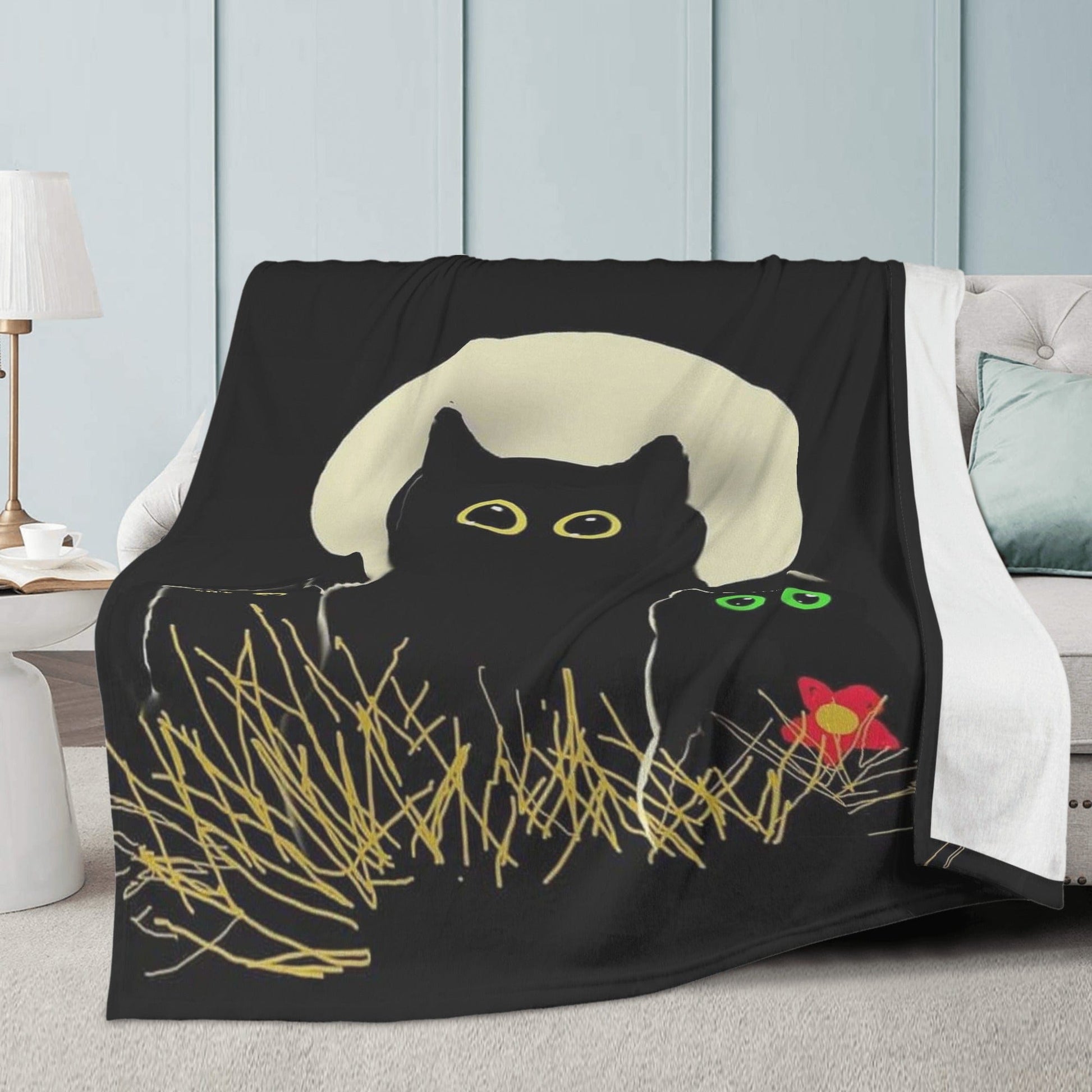 Night Cats Fleece Blanket Blanket Pioneer Kitty Market   