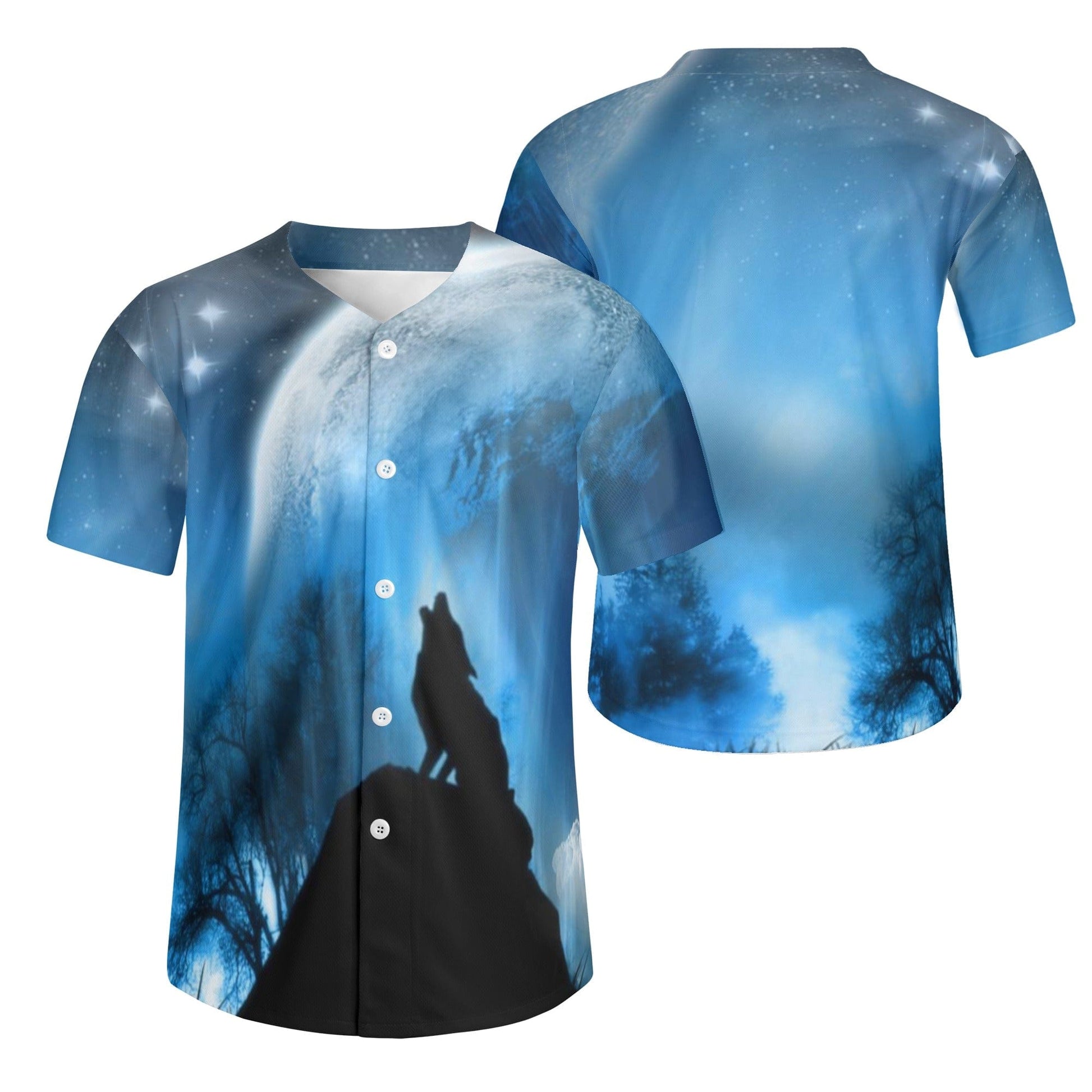 Howling Wolf Men's Short Sleeve Baseball Jersey  Pioneer Kitty Market   