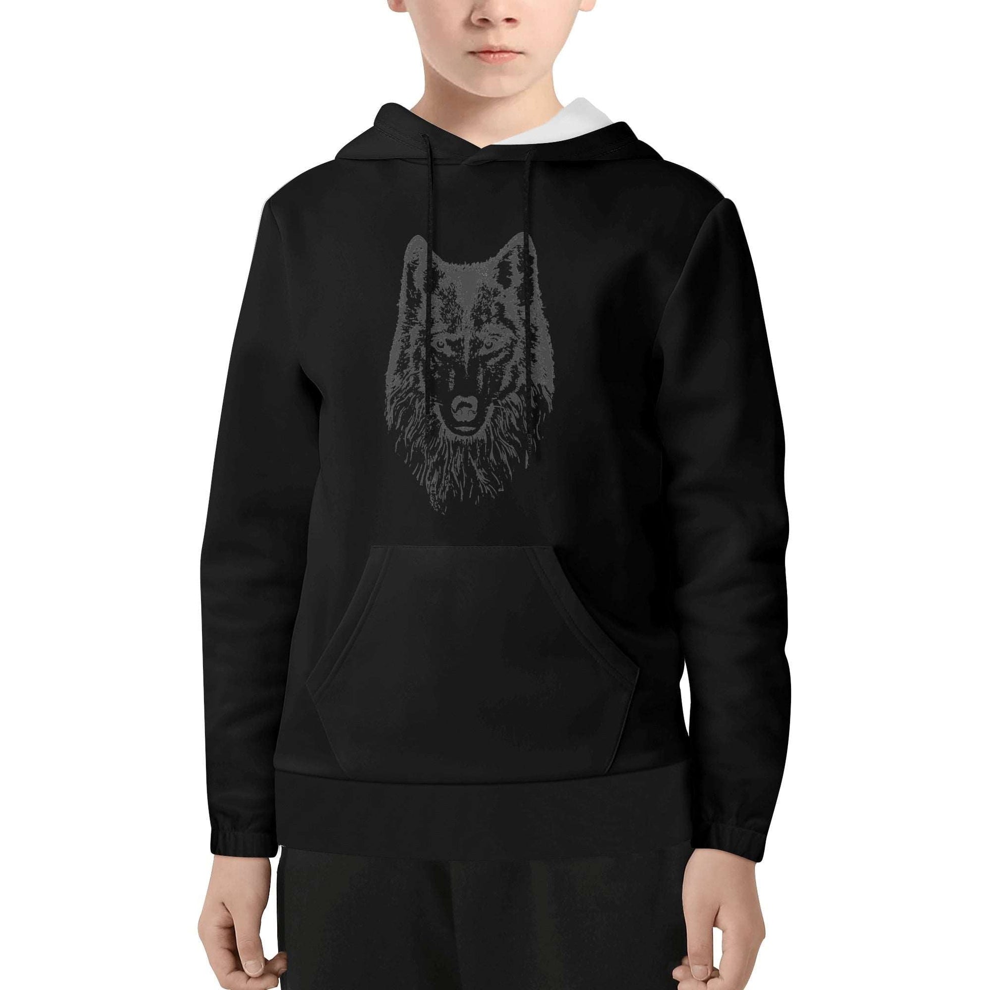 Ghostly Wolf Youth Lightweight Polyester Hoodie Sweatshirt