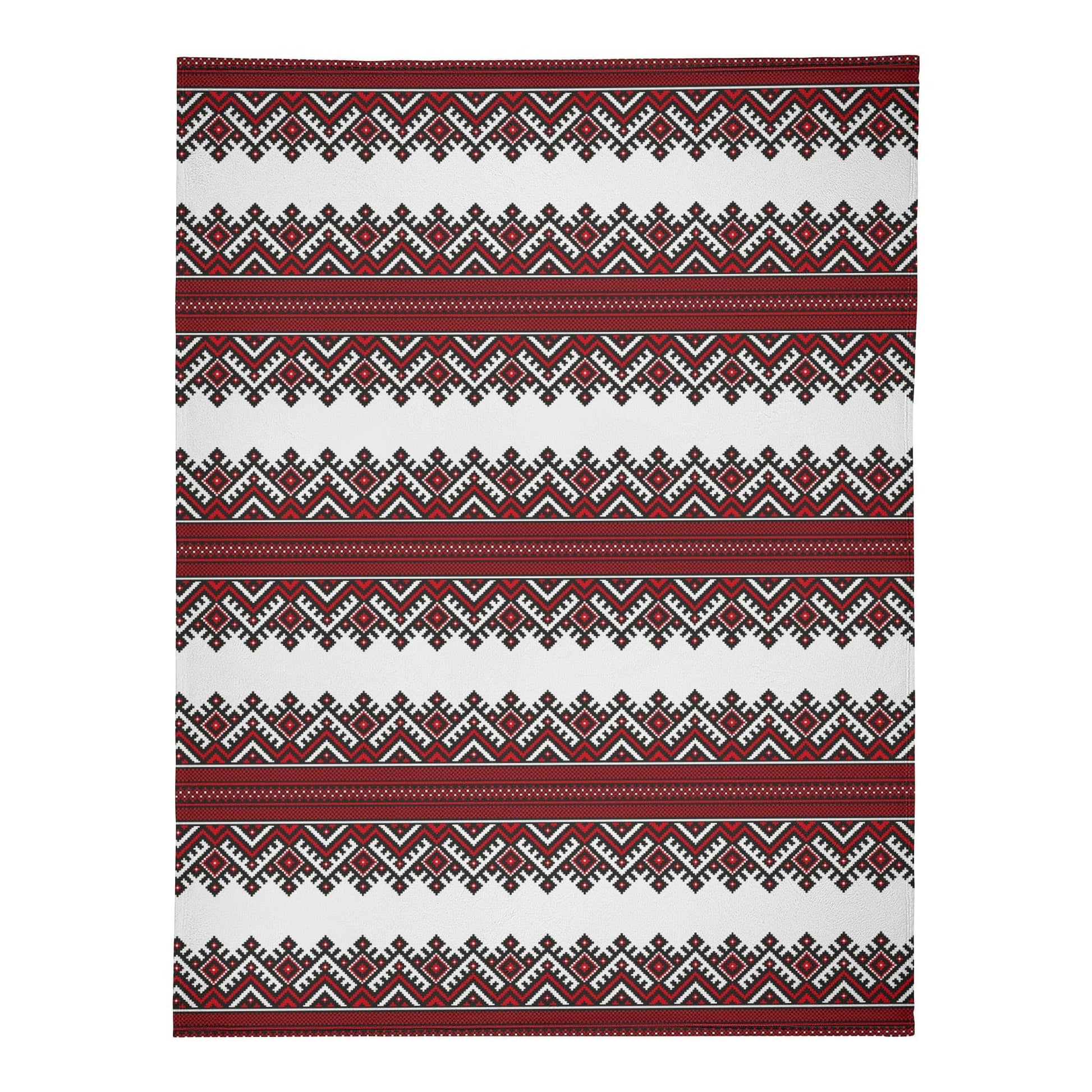 Red and White Ukrainian Folk Art Soft Polyester Premium Fleece Blanket  POP Customs   