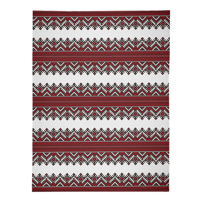 Red and White Ukrainian Folk Art Soft Polyester Premium Fleece Blanket  Pioneer Kitty Market   