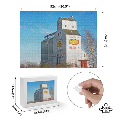 Canada Proud Jigsaw Puzzle Series: Aberdeen, Saskatchewan Grain Elevator (500 Pcs)  POPCustoms   