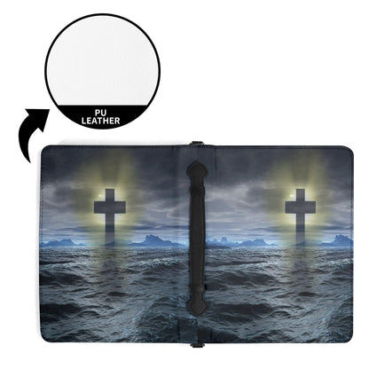 Christian Cross of Hope over Troubled Waters PU Leather Book Cover  Pioneer Kitty Kitchen   