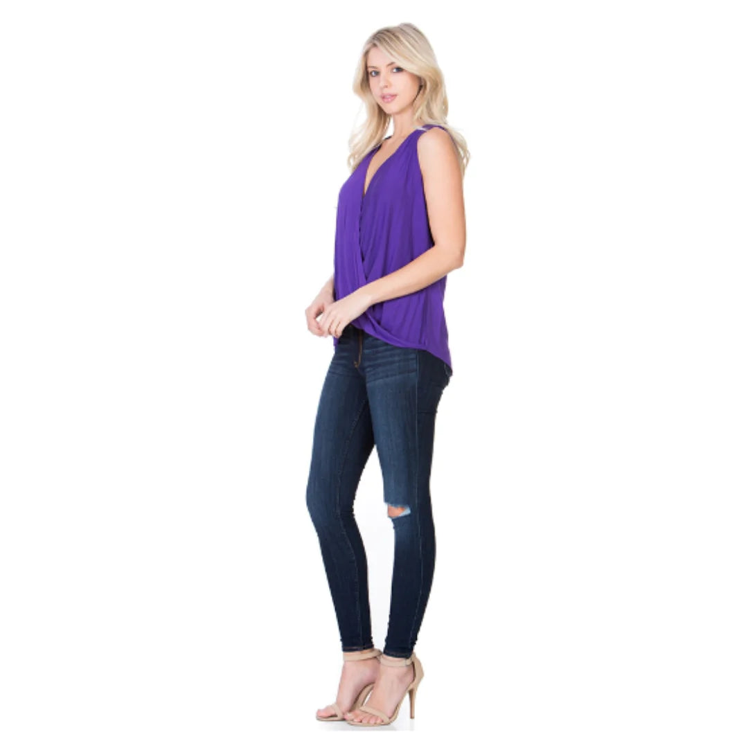 Loose Cross-Fit Purple Sleeveless Blouse Shirts & Tops Pioneer Kitty Market   