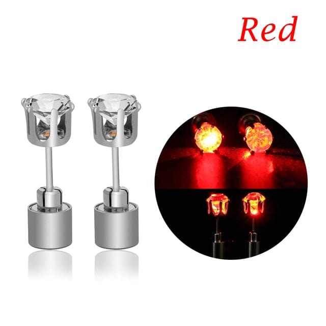 Light Me Up Women's LED Glowing Crystal Earrings Jewelry Pioneer Kitty Market Red 1 Pair 