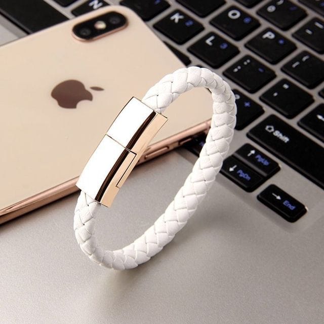 Unisex USB Charging Micro Cable Bracelet Jewelry Pioneer Kitty Market White 20cm For iPhone 