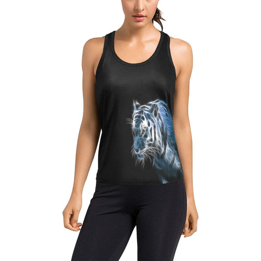 Ghostly Tiger Women's Racerback Tank Top  Inkedjoy Black XS 