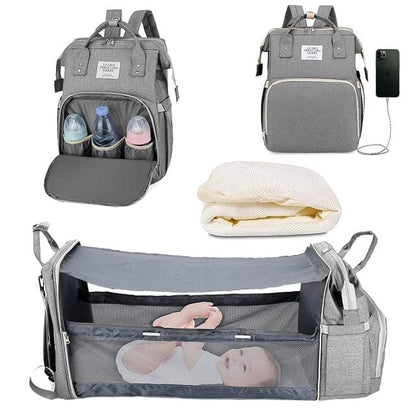 Portable Baby Bed  Pioneer Kitty Market Gray With USB  