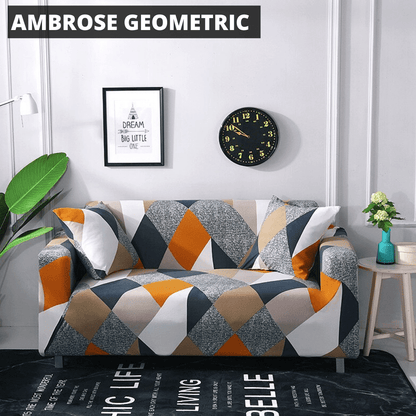 Printworks Stretch Sofa Cover Home Decor Pioneer Kitty Market Ambrose Geometric 4-Seater: 235-300cm 
