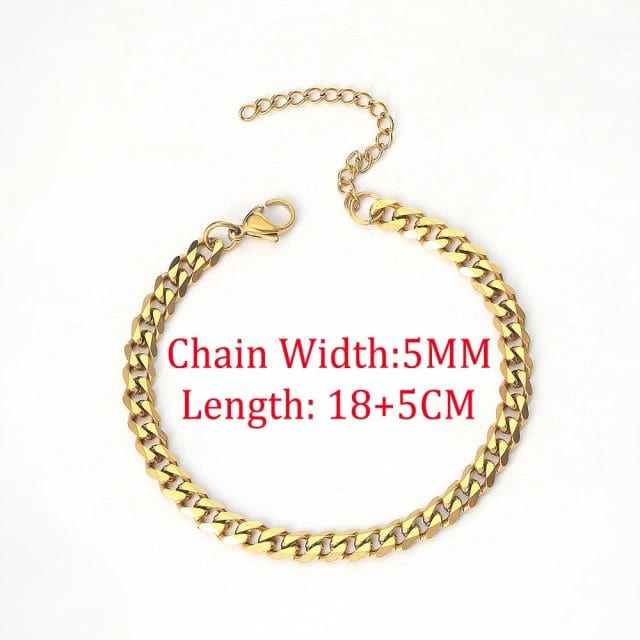 Keep It Simple Men's Cuban Chain Link Bracelet Jewelry Pioneer Kitty Market Gold Color 5MM  