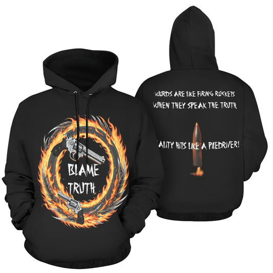 Blame Truth Firing Rockets Hoodie Sweatshirt Shirts & Tops Pioneer Kitty Market S Black 