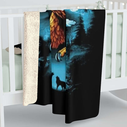 Flying Eagle Sherpa Fleece Blanket Home Decor Printify   