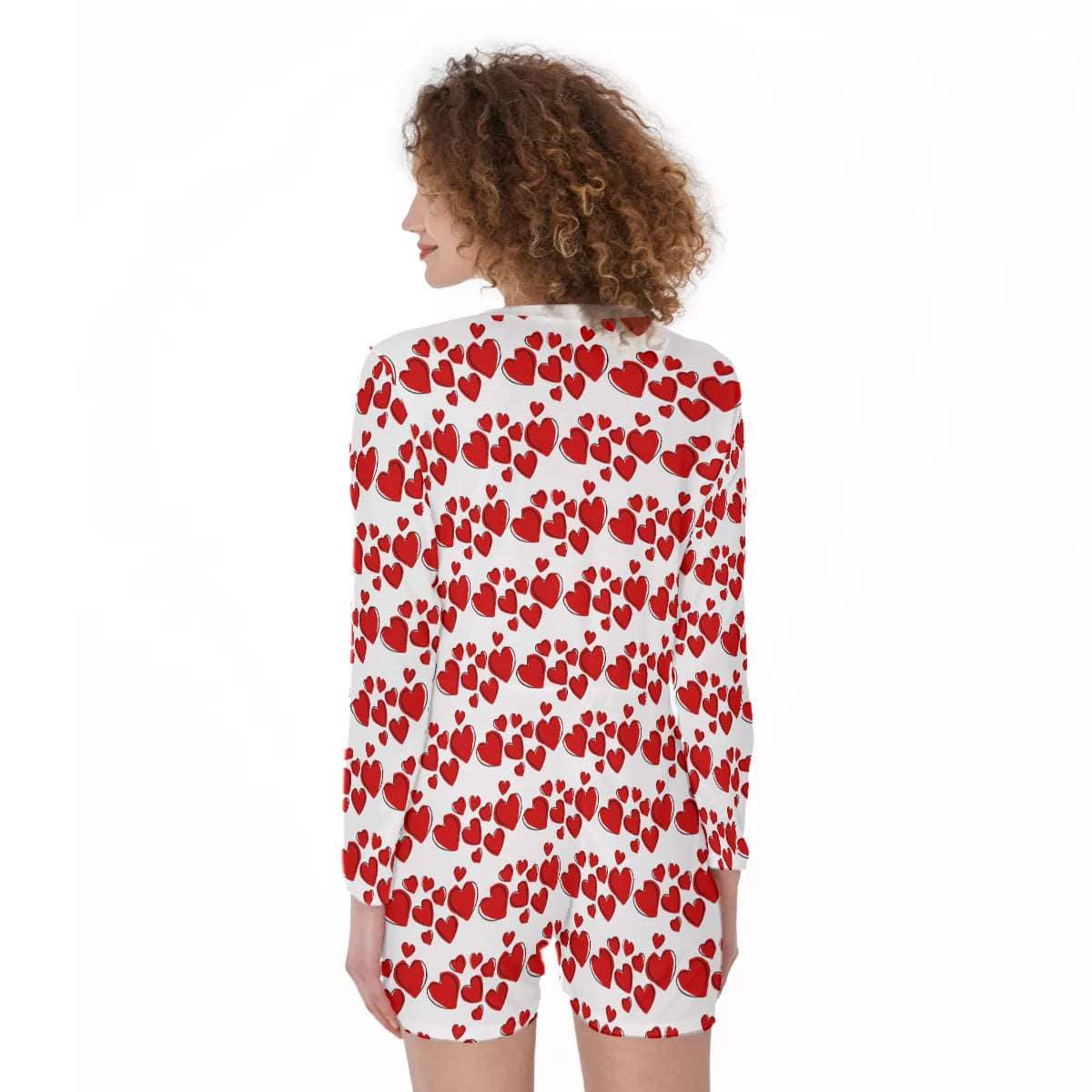 Dancing Hearts One-Piece Women's Jumper Pajama Sleepwear Pioneer Kitty Market   