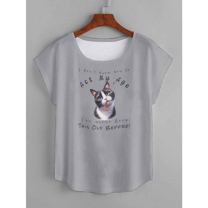 I Don't Know How to Act My Age Tuxedo Cat Women's Curved Hem T-shirt