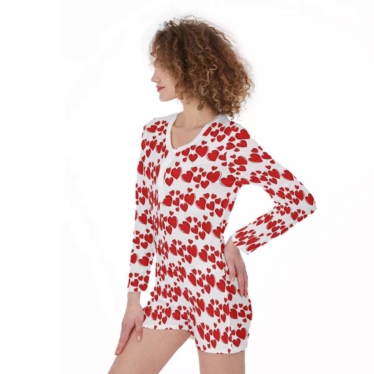 Dancing Hearts One-Piece Women's Jumper Pajama Sleepwear Pioneer Kitty Market   