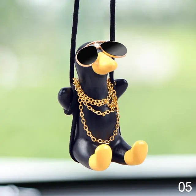 Hanging Car Pendant Cute Swinging Duck Ornament  Pioneer Kitty Market Black Duck  