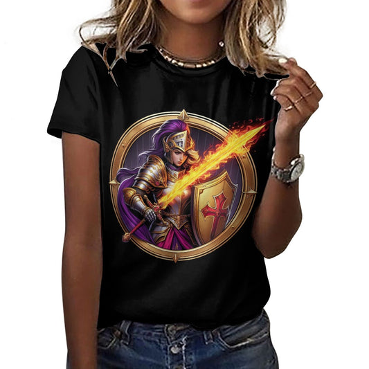 Women's Bold Templar Knight 100% Cotton T-Shirt Shirts & Tops Pioneer Kitty Market 2XS Black 