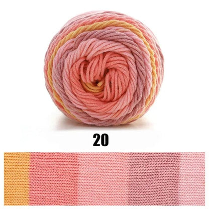 Rainbow Dyed Cotton-Acrylic Yarn  Pioneer Kitty Market Pinky Rainbow  