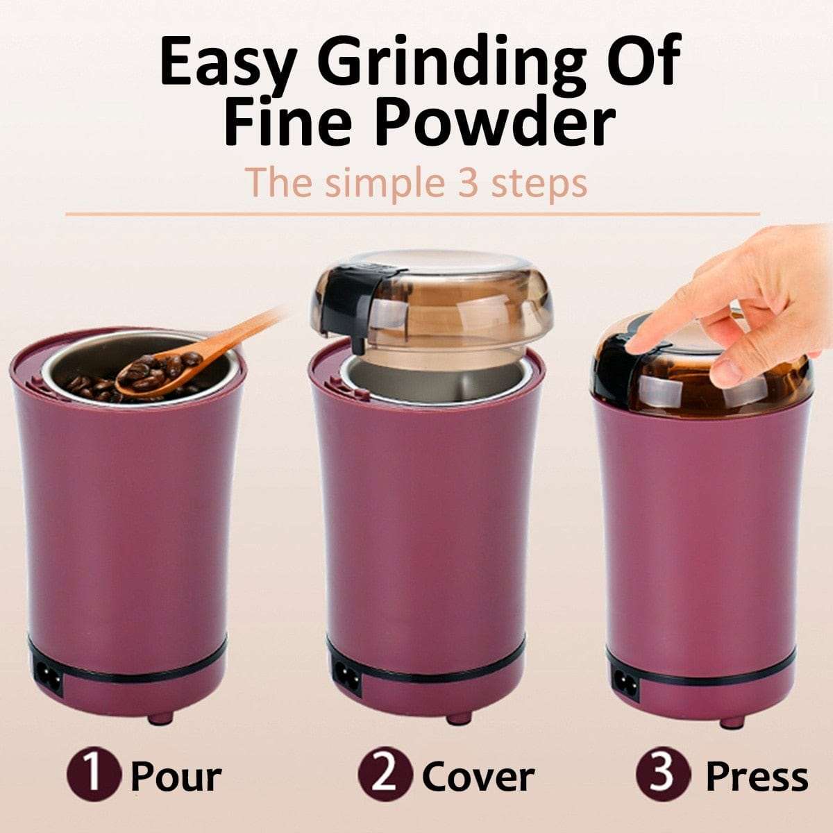 Electric Coffee Grinder Small Appliance Pioneer Kitty Market Purple EU 