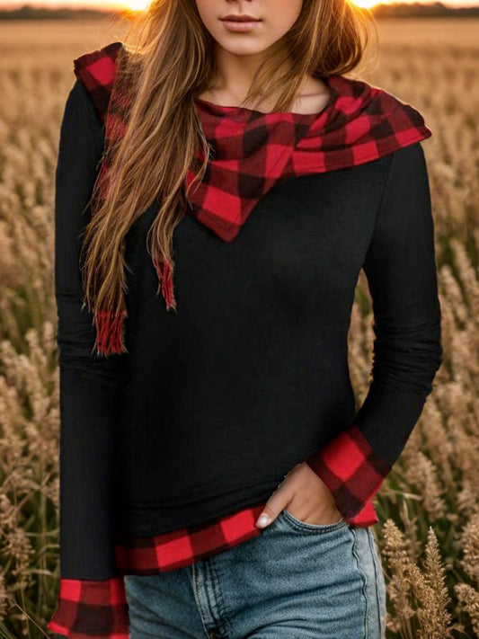 Plaid Long-Sleeved Hooded Shirt Shirts & Tops Pioneer Kitty Market S  