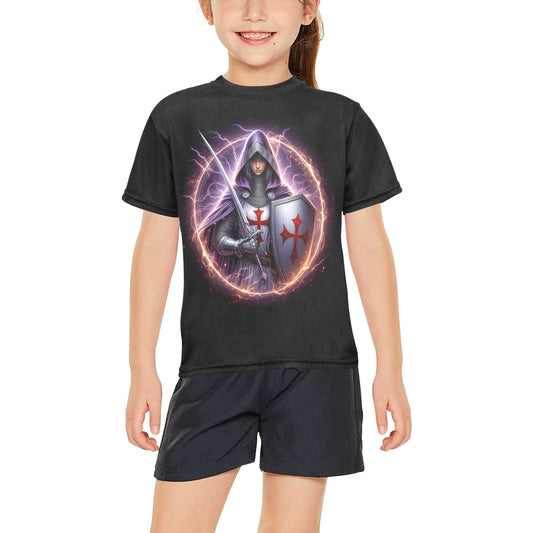 Girl's Electrified Warrior Princess Cotton T-Shirt  Pioneer Kitty Market Black 14-15Y 