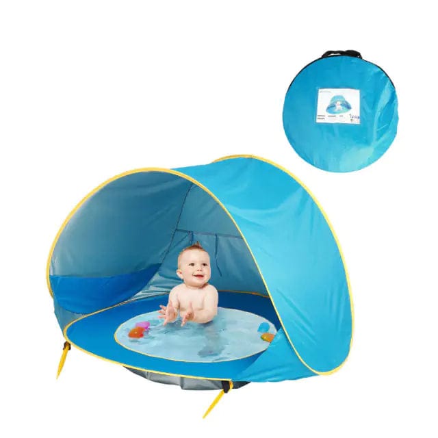 Baby Beach Pool & Tent (With Optional Swimming Ring)  Pioneer Kitty Market Blue  