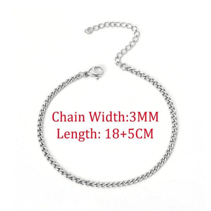 Keep It Simple Men's Cuban Chain Link Bracelet Jewelry Pioneer Kitty Market Silver Color 3MM  