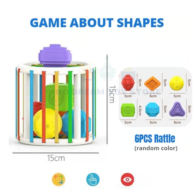 Colorful Shape Blocks Sorting Game Baby & Toddler Pioneer Kitty Market Cylinder 6 Shapes  
