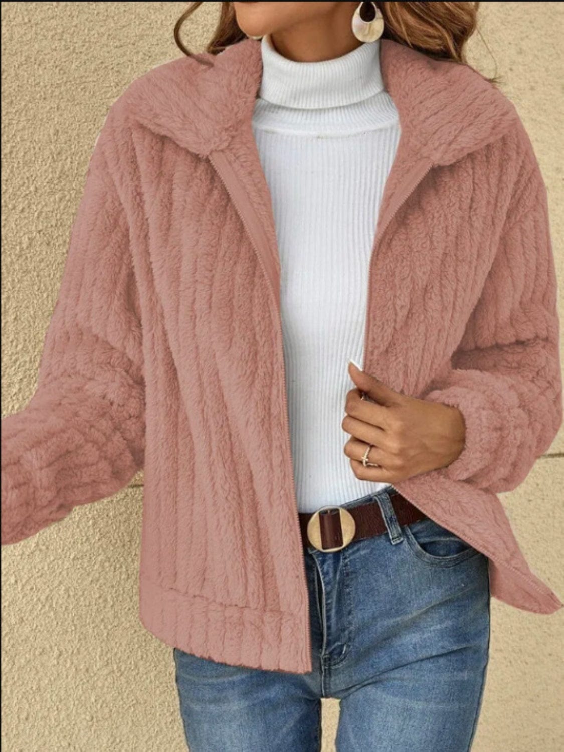 Snuggly Soft Plush Zip-Up Long-Sleeved Jacket Jackets Pioneer Kitty Market   
