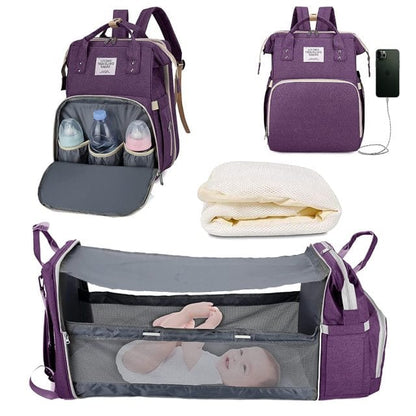 Portable Baby Bed  Pioneer Kitty Market Purple With USB  